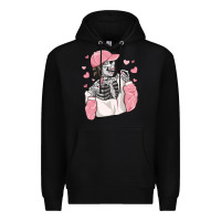 Black skeleton girl valentine's day Premium Hoodie - MaliasSmallBusiness
