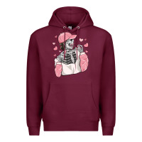 Burgundy skeleton girl valentine's day Premium Hoodie - MaliasSmallBusiness