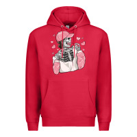 Cardinal skeleton girl valentine's day Premium Hoodie - MaliasSmallBusiness