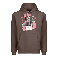 Coffee skeleton girl valentine's day Premium Hoodie - MaliasSmallBusiness