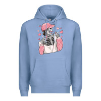 Colony Blue skeleton girl valentine's day Premium Hoodie - MaliasSmallBusiness