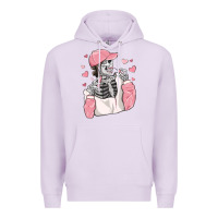 Lilac skeleton girl valentine's day Premium Hoodie - MaliasSmallBusiness