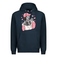 Navy skeleton girl valentine's day Premium Hoodie - MaliasSmallBusiness