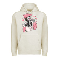 Oatmeal Heather skeleton girl valentine's day Premium Hoodie - MaliasSmallBusiness