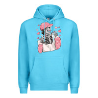 Ocean Blue skeleton girl valentine's day Premium Hoodie - MaliasSmallBusiness