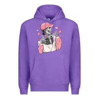 Purple skeleton girl valentine's day Premium Hoodie - MaliasSmallBusiness