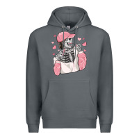 Rock skeleton girl valentine's day Premium Hoodie - MaliasSmallBusiness