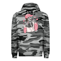 Slate Camo skeleton girl valentine's day Premium Hoodie - MaliasSmallBusiness