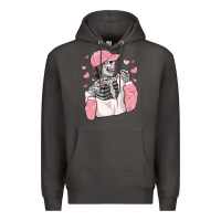 Smoke skeleton girl valentine's day Premium Hoodie - MaliasSmallBusiness