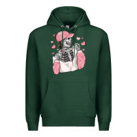 Sports Green skeleton girl valentine's day Premium Hoodie - MaliasSmallBusiness