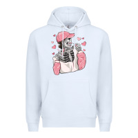 White skeleton girl valentine's day Premium Hoodie - MaliasSmallBusiness