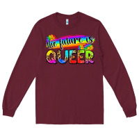 Burgundy the future is queer Long Sleeve Tee - Zillion Design Studio
