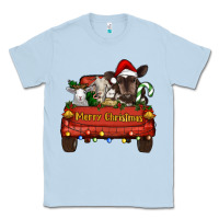 Dusty Blue merry christmas truck animals Classic Tee - RanaPortraitStore