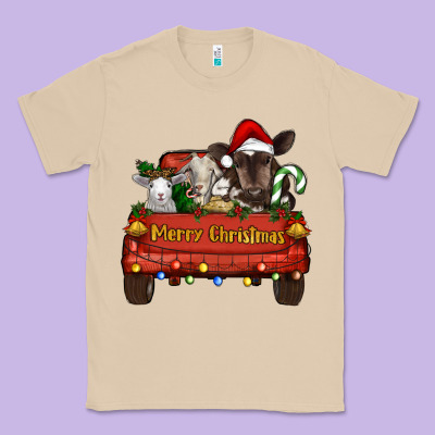 Merry Christmas Truck Animals Classic Tee Designed By Ranaportraitstore