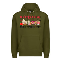 Army Green 100 days school Premium Hoodie - MaliasSmallBusiness