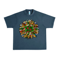 Midnight Navy Leopard Christmas Sunflower Urban Heavy Tee - RanaPortraitStore