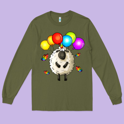 Rainbow Sheep Long Sleeve Tee Designed By Zillion Design Studio