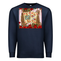 Navy valentines day playing cards Premium Sweatshirt - AdoDesignShop