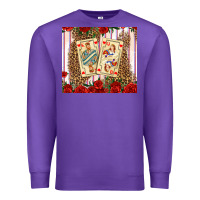 Purple valentines day playing cards Premium Sweatshirt - AdoDesignShop