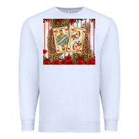 White valentines day playing cards Premium Sweatshirt - AdoDesignShop