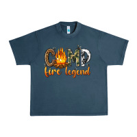 Midnight Navy camp fire legend with fire Urban Heavy Tee - texasbilliewilder