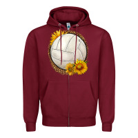 Burgundy western volleyball with sunflower Zipper Hoodie - HRA Design Shop