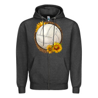 Charcoal Heather western volleyball with sunflower Zipper Hoodie - HRA Design Shop