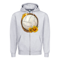 Heather Grey western volleyball with sunflower Zipper Hoodie - HRA Design Shop