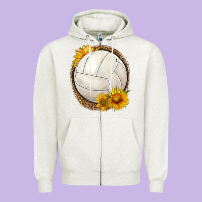 Western Volleyball With Sunflower Zipper Hoodie Designed By Hra Design Shop