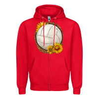 Red western volleyball with sunflower Zipper Hoodie - HRA Design Shop