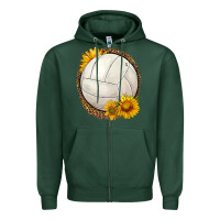 Sports Green western volleyball with sunflower Zipper Hoodie - HRA Design Shop