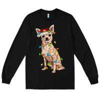 Black Chihuahua with christmas lights Long Sleeve Tee - RanaPortraitStore