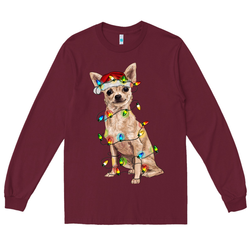 Chihuahua With Christmas Lights Long Sleeve Tee by RanaPortraitStore | Teevron