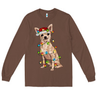 Chestnut Chihuahua with christmas lights Long Sleeve Tee - RanaPortraitStore