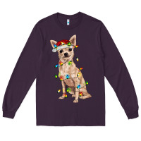 Plum Chihuahua with christmas lights Long Sleeve Tee - RanaPortraitStore