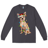 Smoke Chihuahua with christmas lights Long Sleeve Tee - RanaPortraitStore