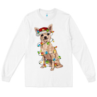 White Chihuahua with christmas lights Long Sleeve Tee - RanaPortraitStore