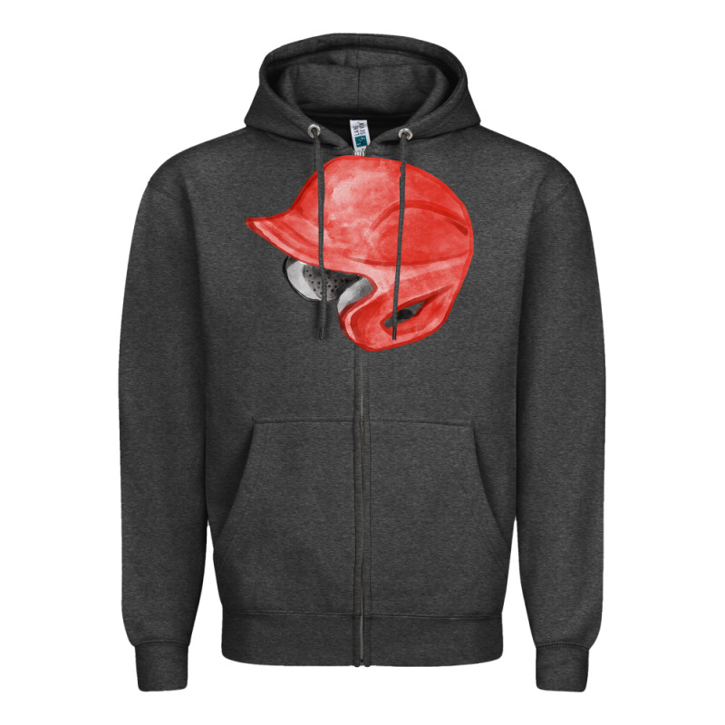 Red Baseball Helmet Fa Element Zipper Hoodie by FaDigitalArtStudio | Teevron