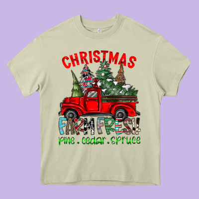 Christmas Tree Farm Truck Heavy Core Tee Designed By Cowhidedigitalart