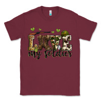 Burgundy love my soldier Classic Tee - Zillion Design Studio