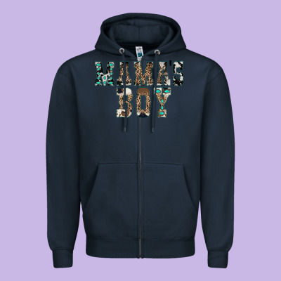 Western Mama's Boy Zipper Hoodie Designed By Cowhidedigitalart