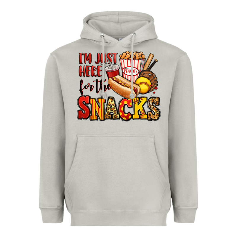 I'm Just Here For The Snacks Softball Heavyweight Hoodie by Jasminsmagicworld | Teevron