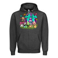 Charcoal Heather Easter Farm Animal Easter Day Zipper Hoodie - Neo Western