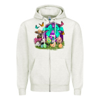 Oatmeal Heather Easter Farm Animal Easter Day Zipper Hoodie - Neo Western