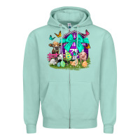Seafoam Easter Farm Animal Easter Day Zipper Hoodie - Neo Western