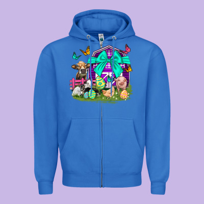 Easter Farm Animal Easter Day Zipper Hoodie Designed By Neo Western