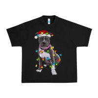 Black Pitbull With Christmas Lights Urban Heavy Tee - RanaPortraitStore