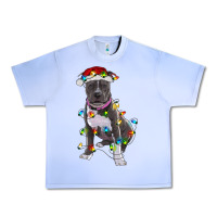 Grape Ice Pitbull With Christmas Lights Urban Heavy Tee - RanaPortraitStore