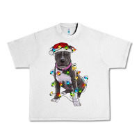 Lunar Rock Pitbull With Christmas Lights Urban Heavy Tee - RanaPortraitStore