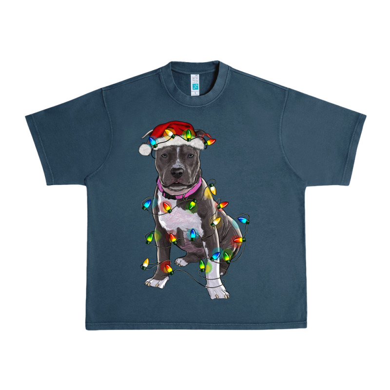 Pitbull With Christmas Lights Urban Heavy Tee by RanaPortraitStore | Teevron